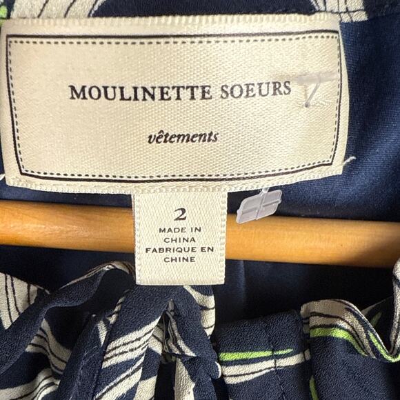 Anthropologie Moulinette Soeurs Ellipses Mini Dress Navy /Cream / Green Size 2 - Picture 8 of 9